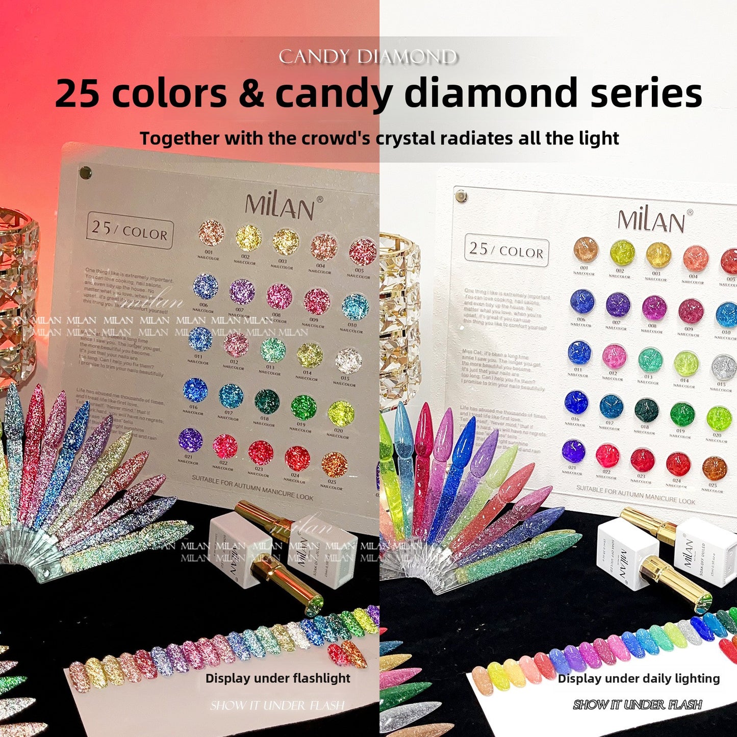 MILAN 25 Colors Candy Diamond Gel Nail Polish Kit 15ml/pcs