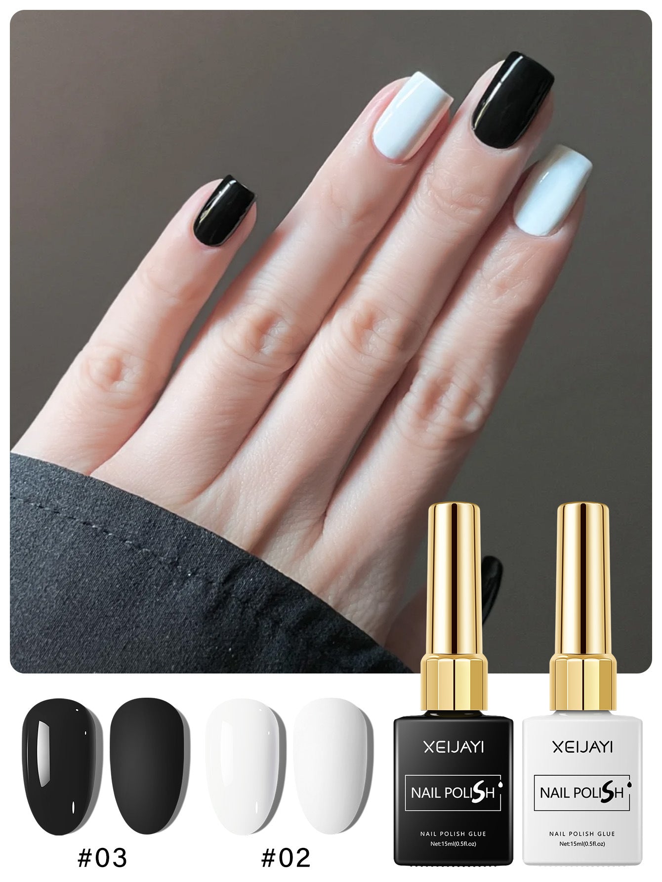 15ml Black & White Gel Nail Polish