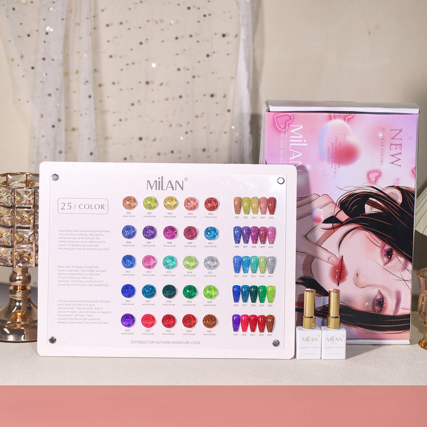 MILAN 25 Colors Candy Diamond Gel Nail Polish Kit 15ml/pcs