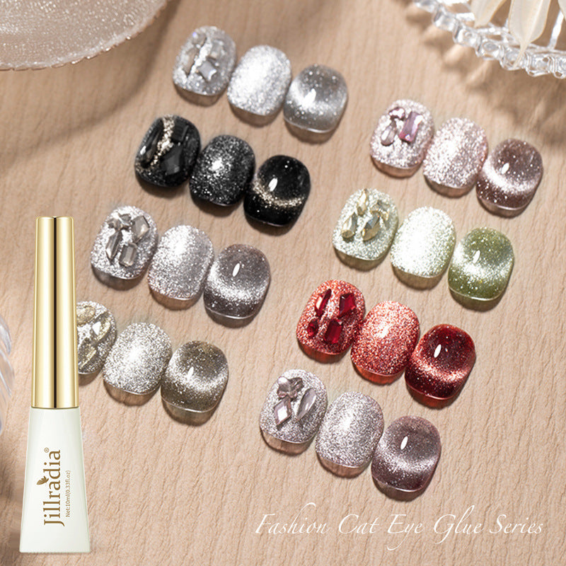 Giltter Cat's Eye Nail Gel Polish Soak Off UV Gel Polish Silver Red Black Gold Pink 8Colors Salon Gel Manicure Diy At Home Nail Art 10ml/pcs