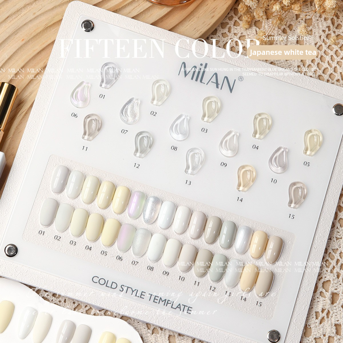 MILAN 15 Colors White Gel Nail Polish Kit 15ml/pcs (with Display Board)