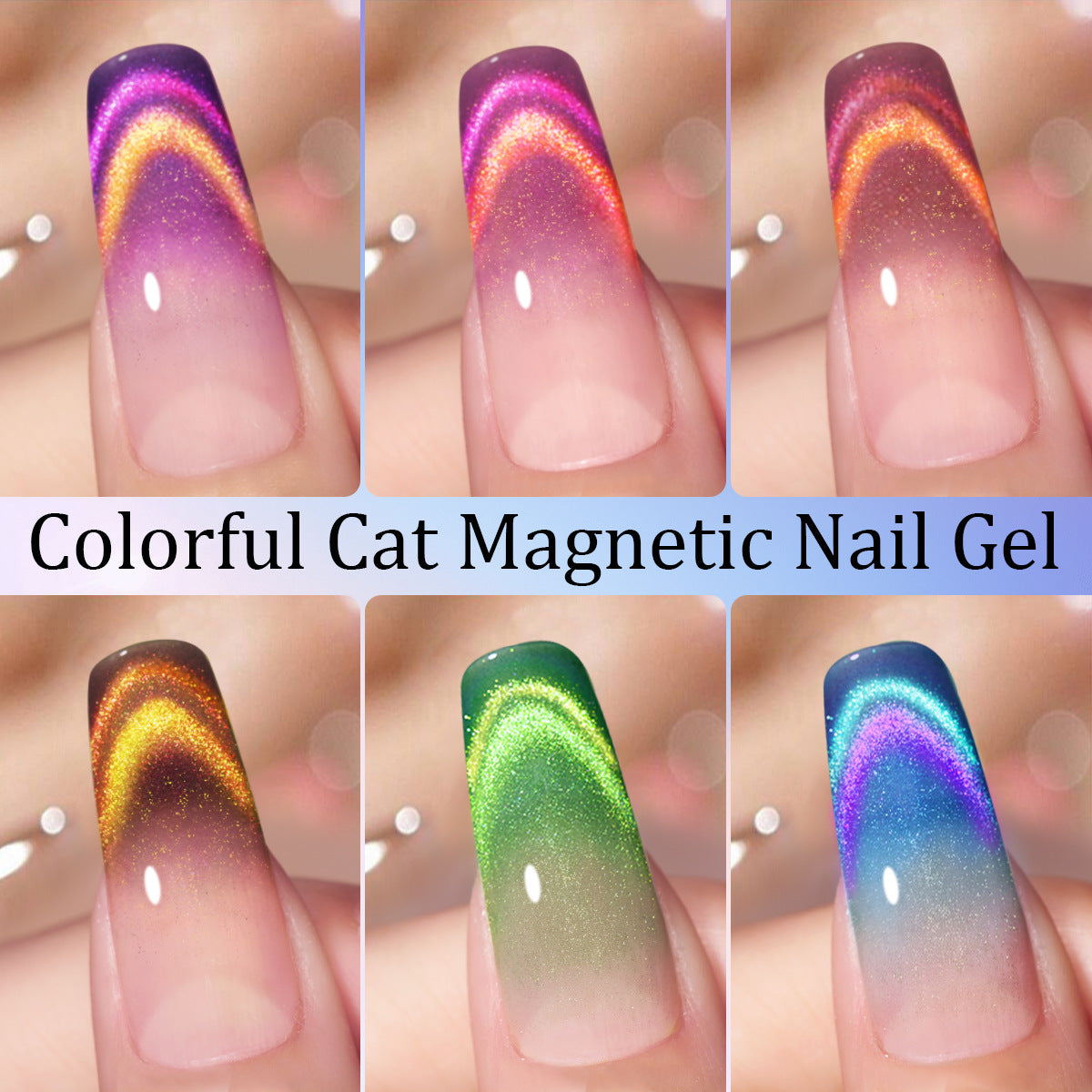 Double Light Cat's Eye Nail Polish Purple Red Green Blue Brown Pink Autumn and Winter Colors Salon Gel Manicure Diy At Home Nail Art Gift For Women Girl(10ml/0.3fl.oz)