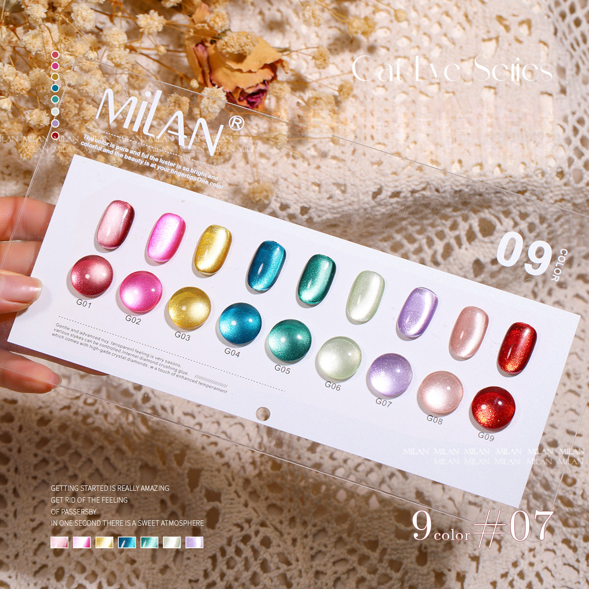 MILAN 10 Colors Cat's Eye Gel Nail Polish Kit 15ml/pcs (with Display Board)