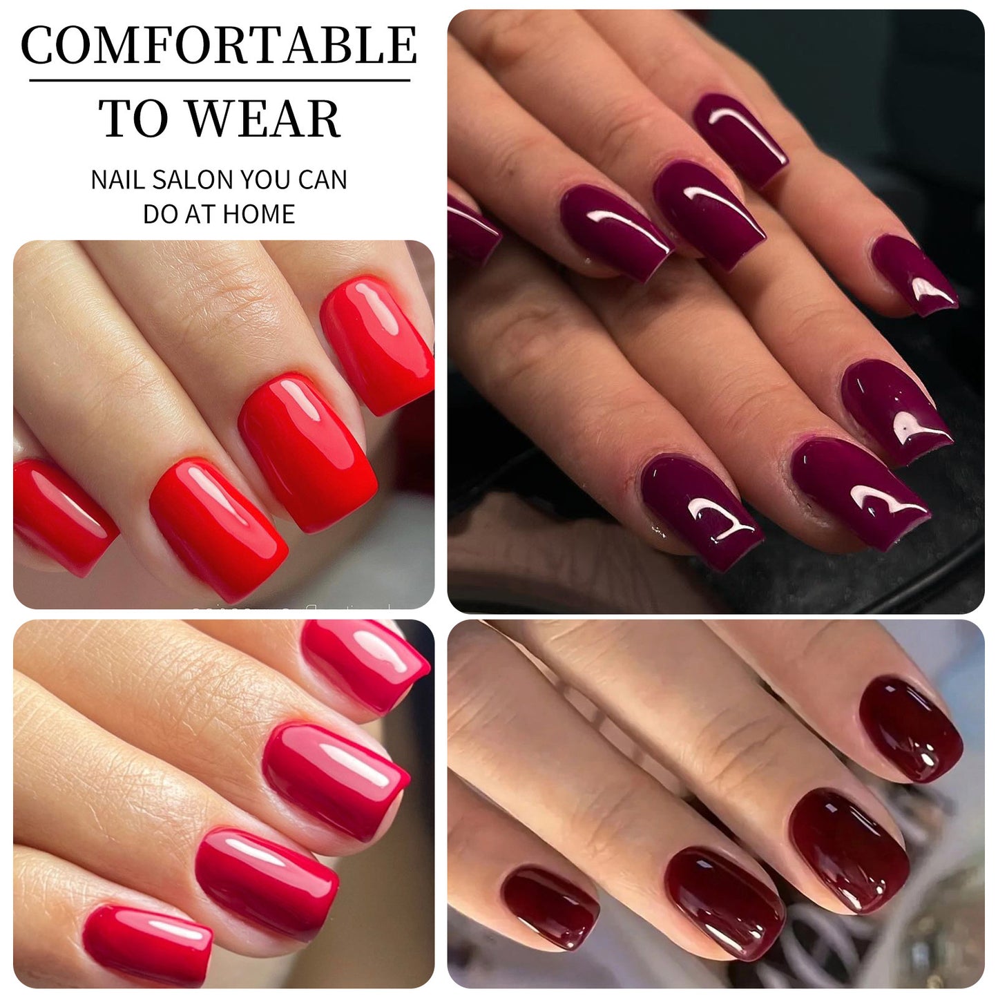 96pcs Short False Nails Tips 4 Color Medium Square Press On Nails