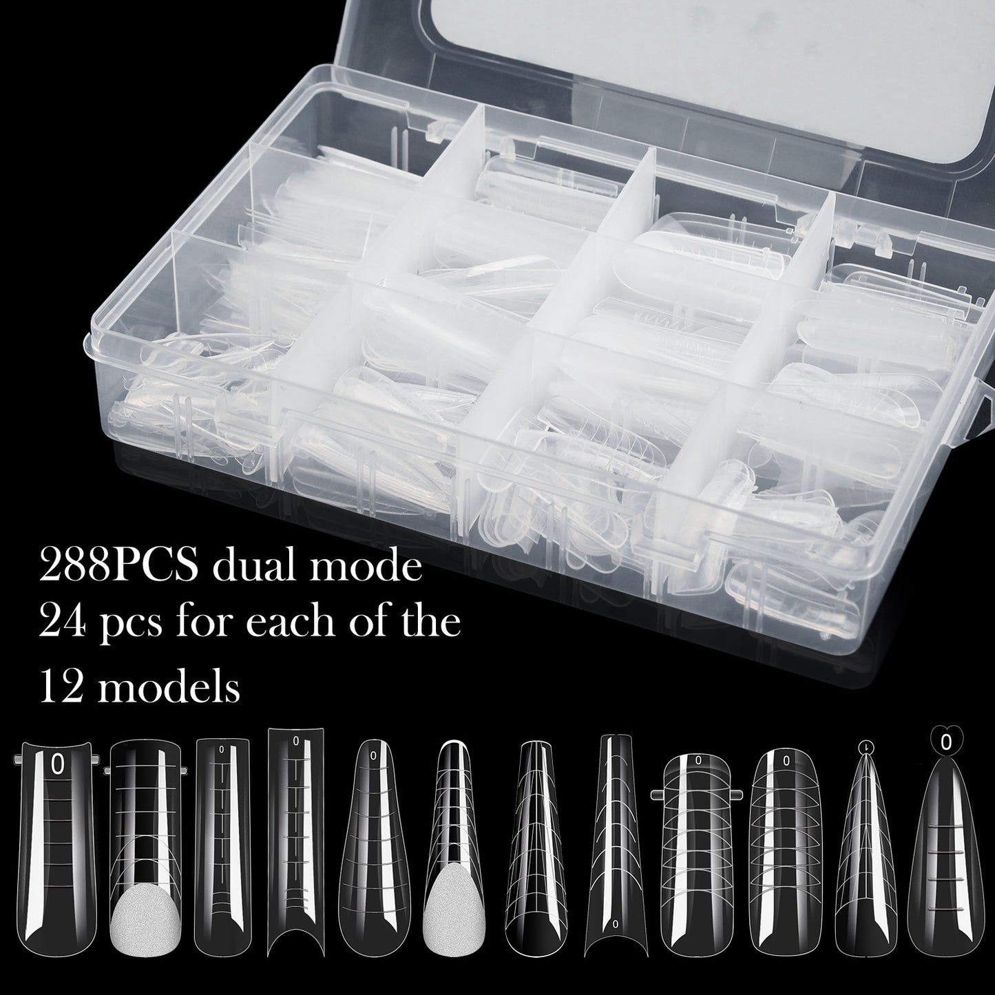 12 Type Dual Nail Forms for Polygel 288pcs