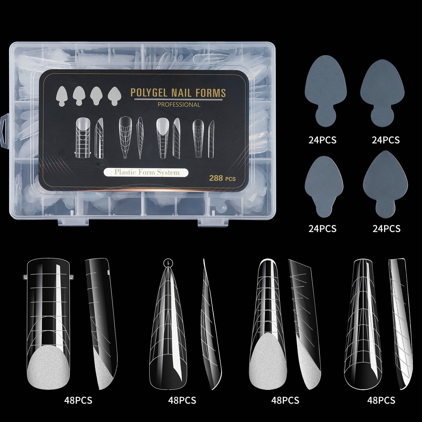288pcs Polygel Nail Forms