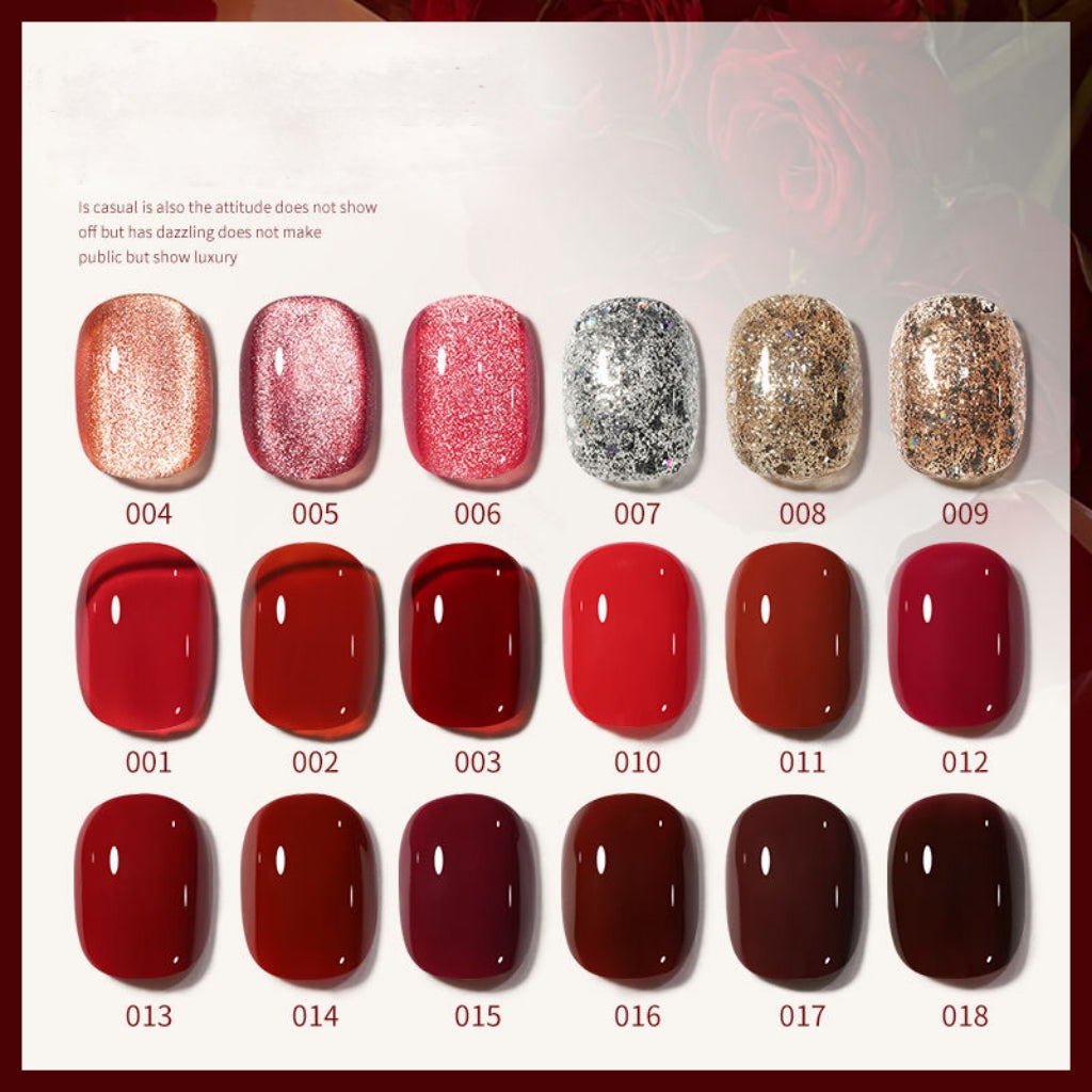 Miss Gooey 18 Colors Red Gel Nail Polish Kit 10ml/pcs (with White Display Board)