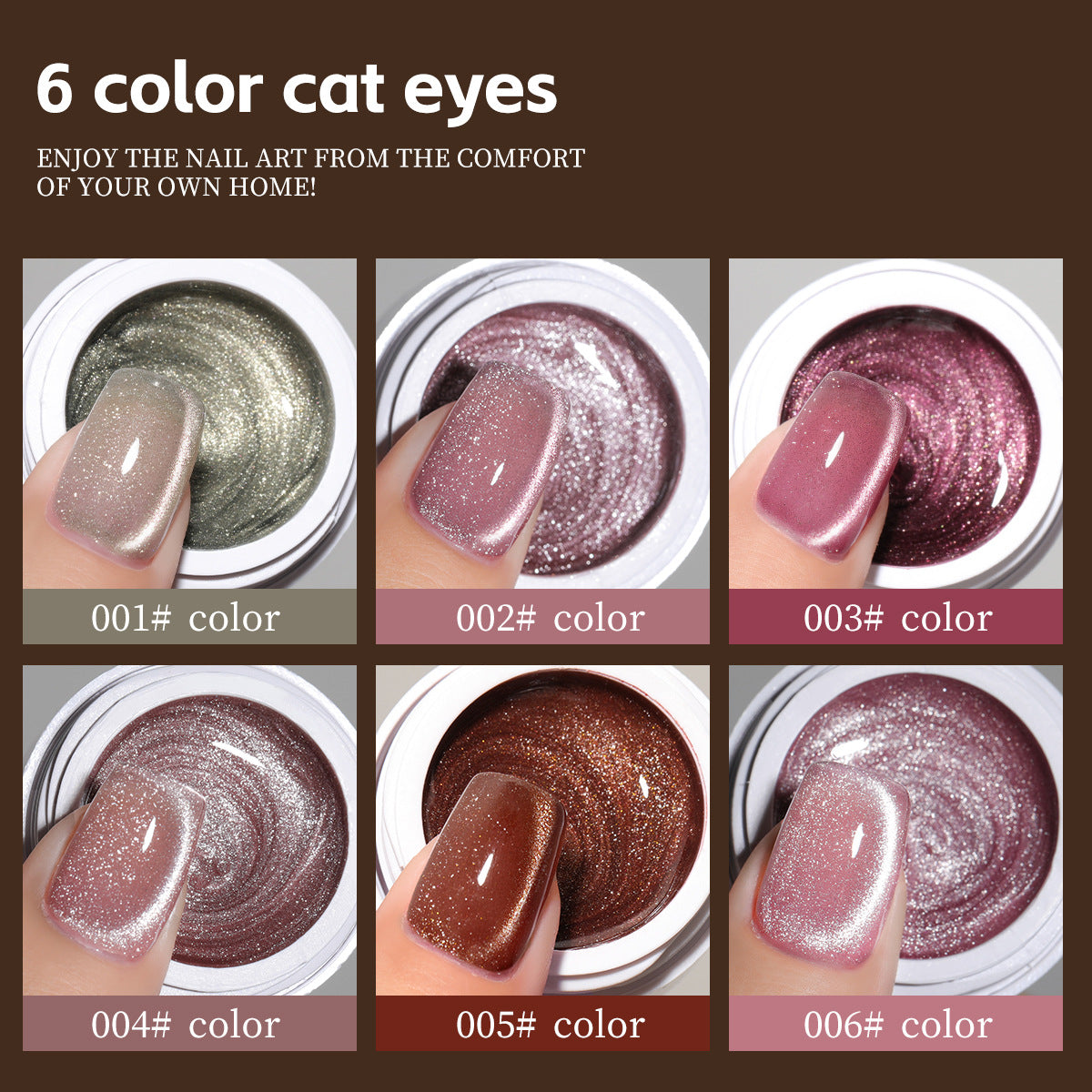 6 colors Moonlight Glitter Cat Eye Gel Nail Polish