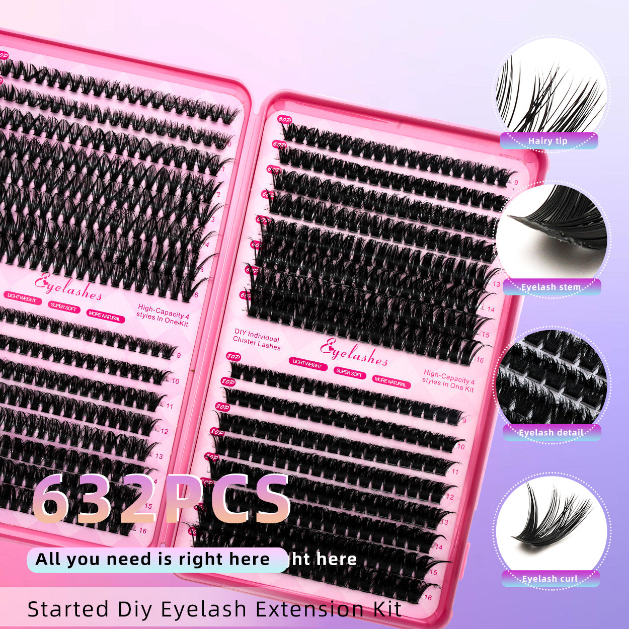 40P 50P 60P 80P Diy Cluster Eyelashes