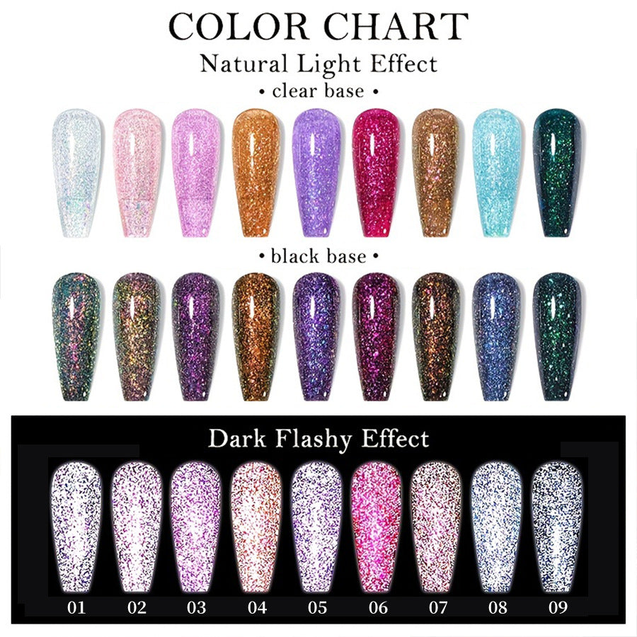 XEIJAYI Giltter Diamond Nail Gel Polish Of 9 Colors Set Soak Off UV Gel Polish 7.3ml/pcs