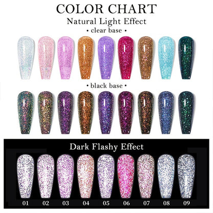 XEIJAYI Giltter Diamond Nail Gel Polish Of 9 Colors Set Soak Off UV Gel Polish 7.3ml/pcs