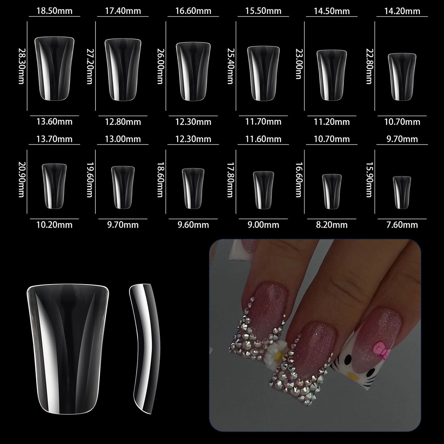 Mat nail tips duck shape 504 pcs/box