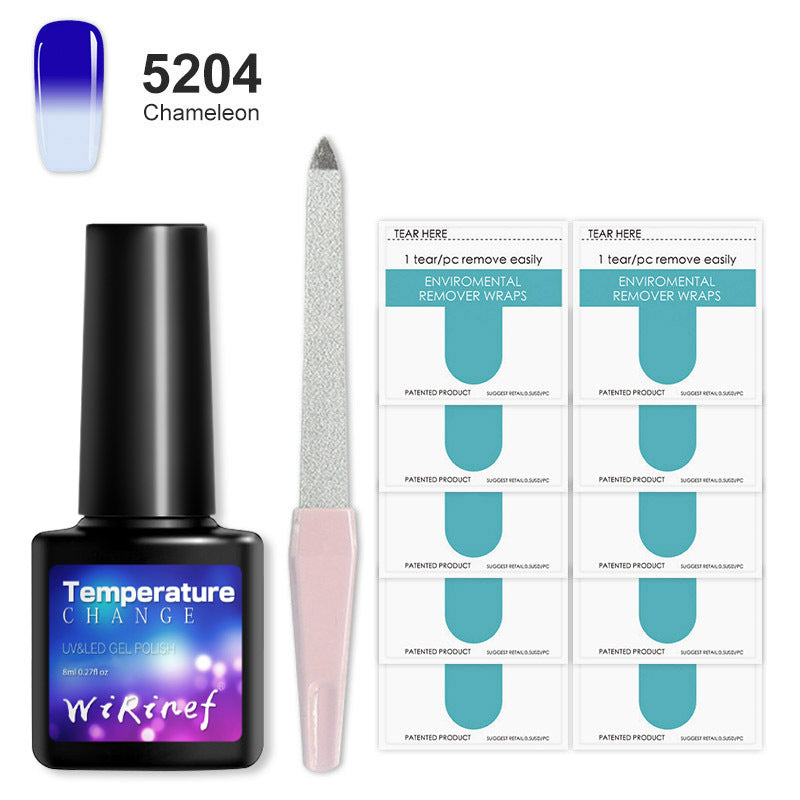 8ML Temperature Color Gel Nail Polish Nail File Buffing Stick Nail Polish Remover Combo kit