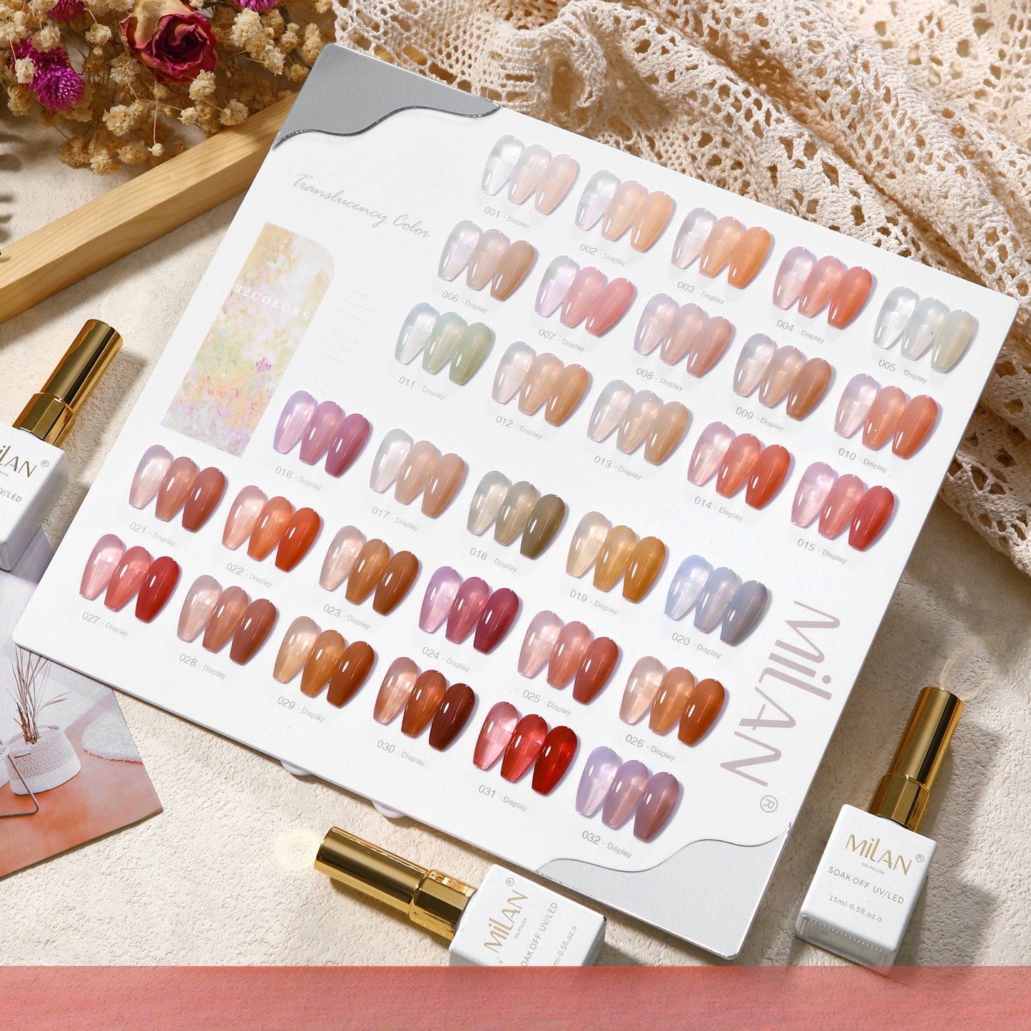 MILAN 32 Colors Gel Nail Polish Kit 15ml/pcs (with Display Board)