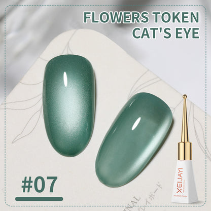 Cat's Eye Nail Gel Polish Flowers Token Series 9Colors Nude Pink Brown Purple Blue Green Coor UV Gel Polish Salon Gel Manicure Diy At Home Nail Art 10ml(0.3fl.oz)/pcs