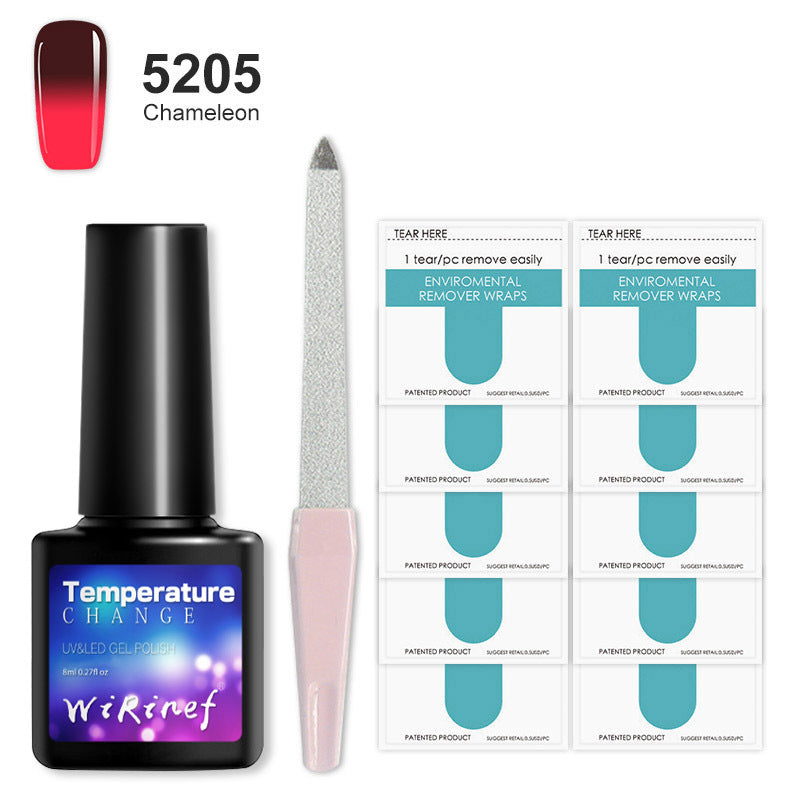 8ML Temperature Color Gel Nail Polish Nail File Buffing Stick Nail Polish Remover Combo kit