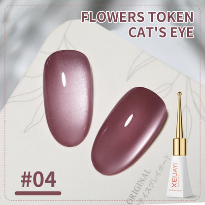 Cat's Eye Nail Gel Polish Flowers Token Series 9Colors Nude Pink Brown Purple Blue Green Coor UV Gel Polish Salon Gel Manicure Diy At Home Nail Art 10ml(0.3fl.oz)/pcs