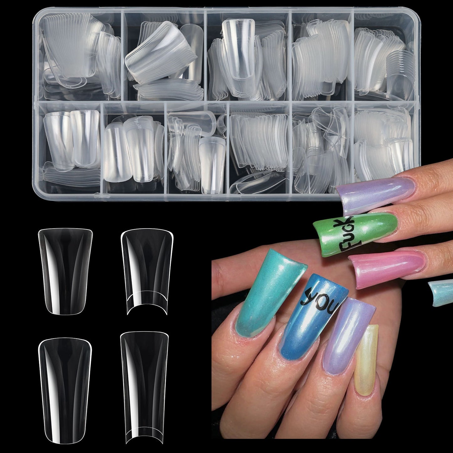 Mat nail tips duck shape 504 pcs/box