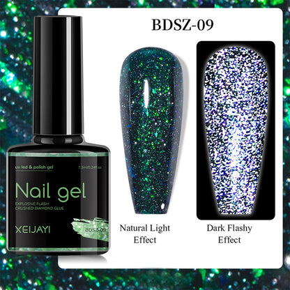 XEIJAYI Giltter Diamond Nail Gel Polish Of 9 Colors Set Soak Off UV Gel Polish 7.3ml/pcs