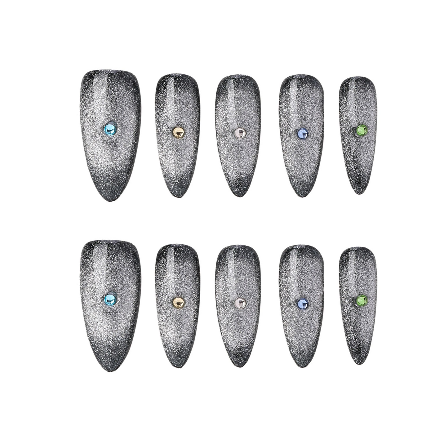 Oval-Long Nail-Ombre-Glisten (10pcs) OMZXX059