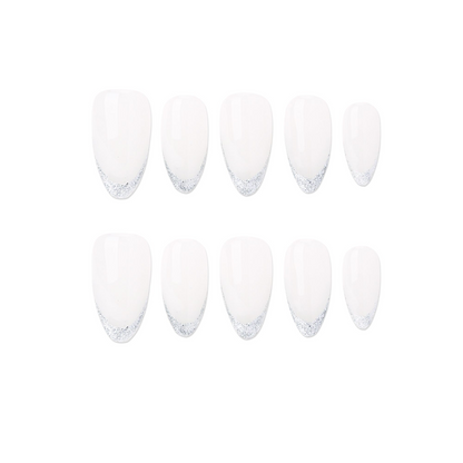 Almond-Medium Nail-French Nail-White (10pcs) OMDXX025