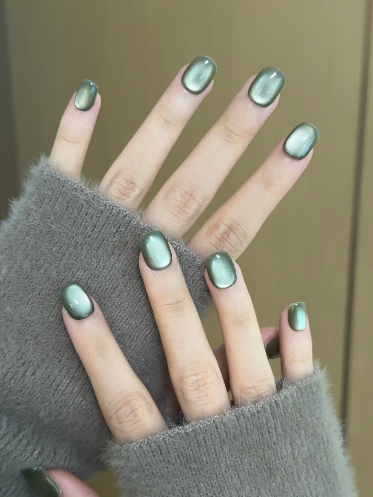 Squoval-Short Nail-Cat's Eye     (10pcs) OMDXX093