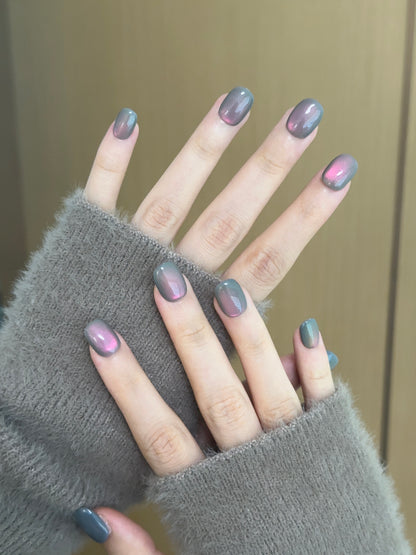 Squoval-Short Nail-Cat's Eye       (10pcs) OMDXX089