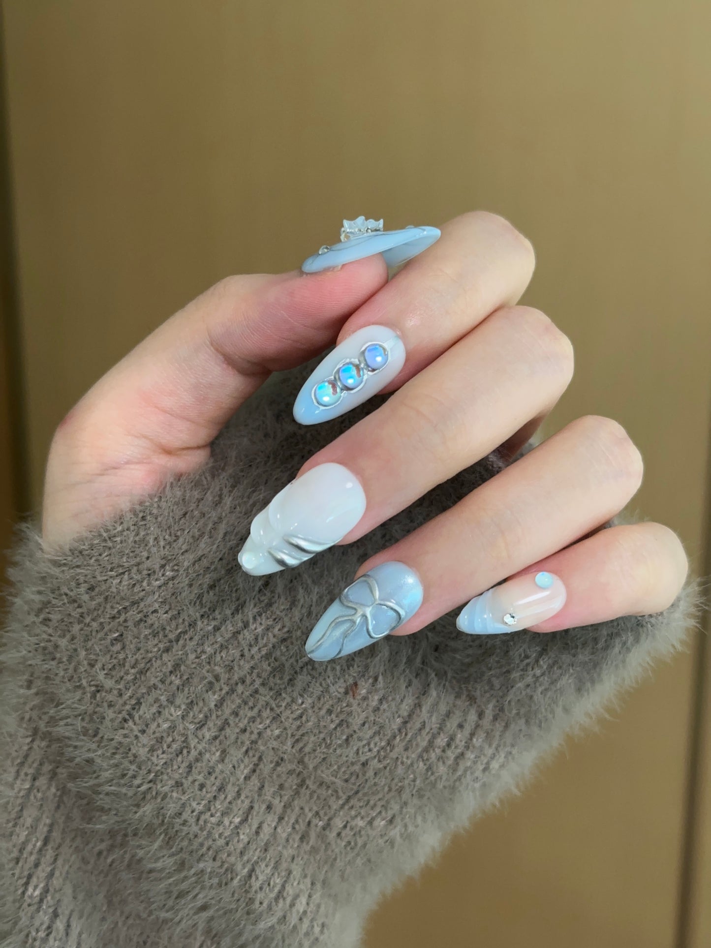 Almond-Medium Nail-3D stereoscopic bow (10pcs)  OMZXX0441