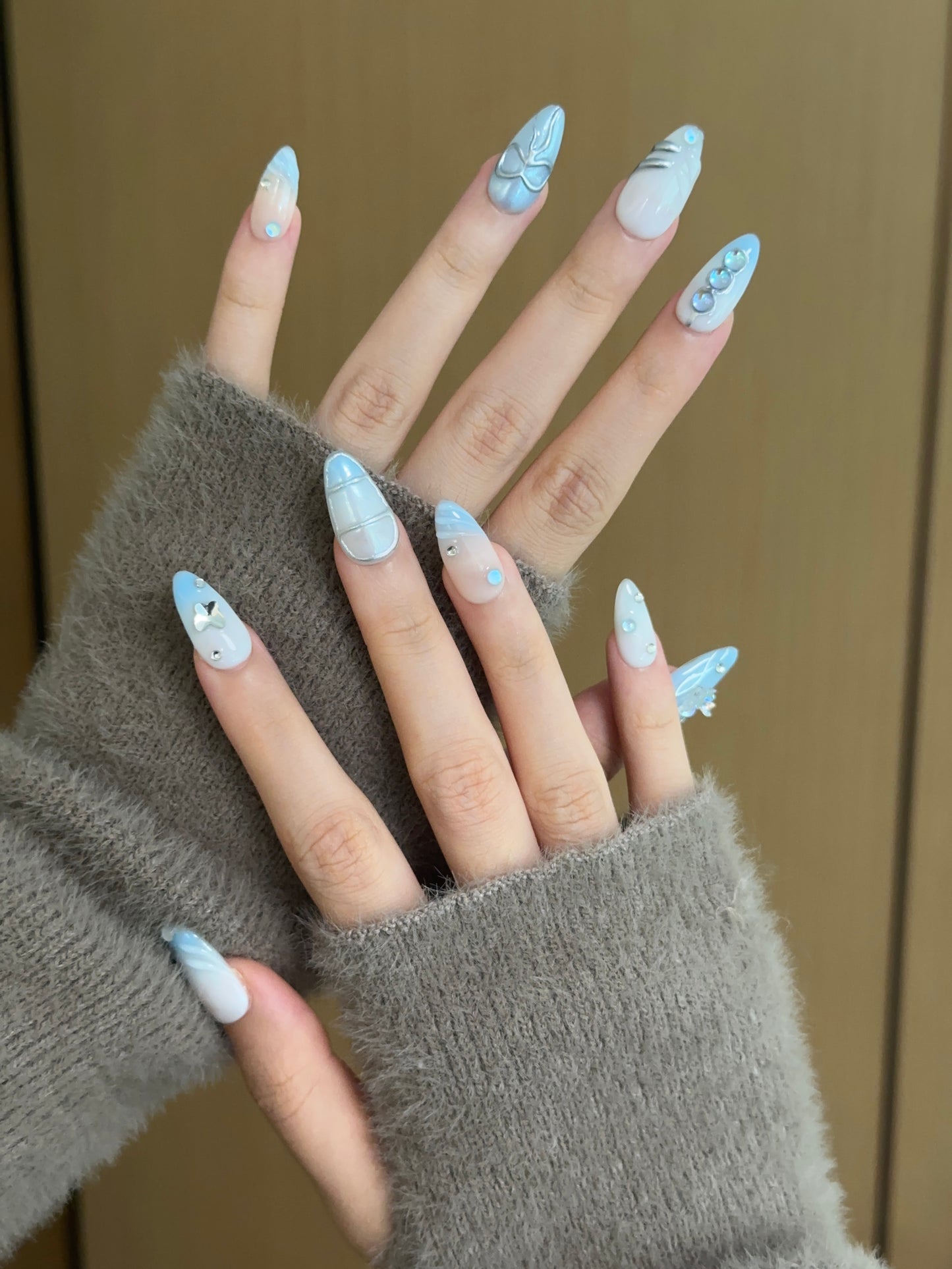 Almond-Medium Nail-3D stereoscopic bow (10pcs)  OMZXX0441