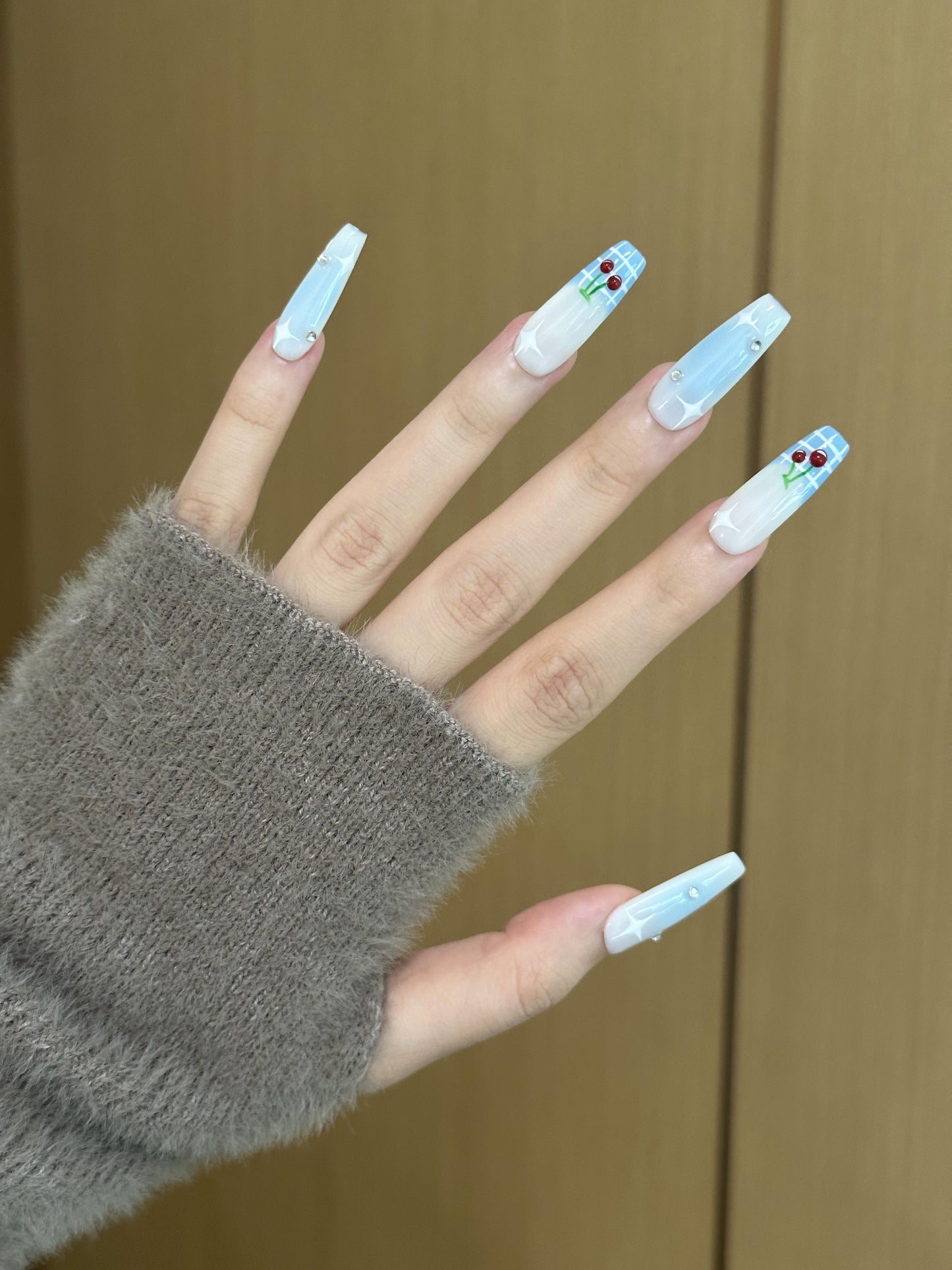 Coffin-Long Nail-Plant-Ombre (10pcs) OMGXX23001