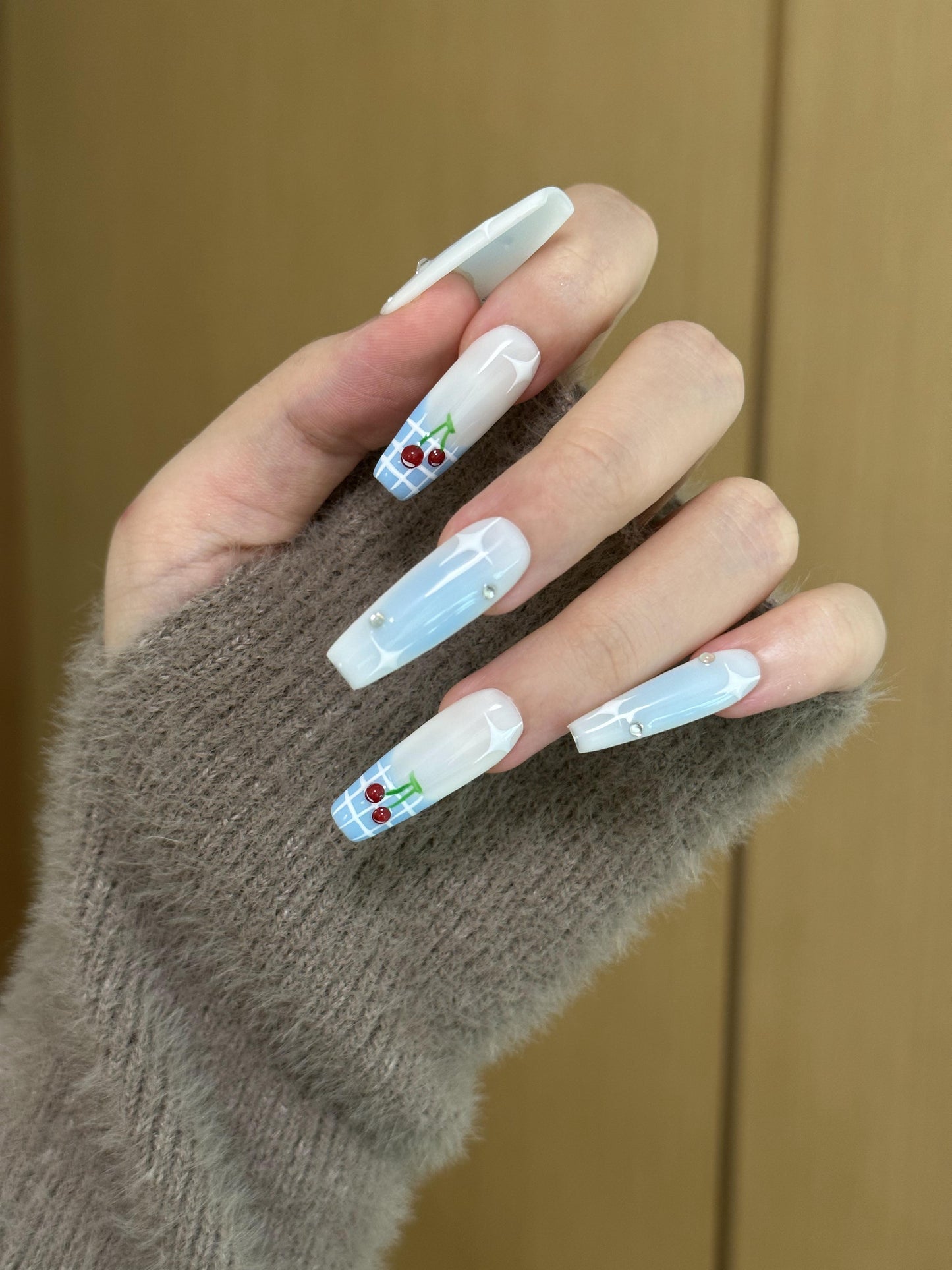 Coffin-Long Nail-Plant-Ombre (10pcs) OMGXX23001