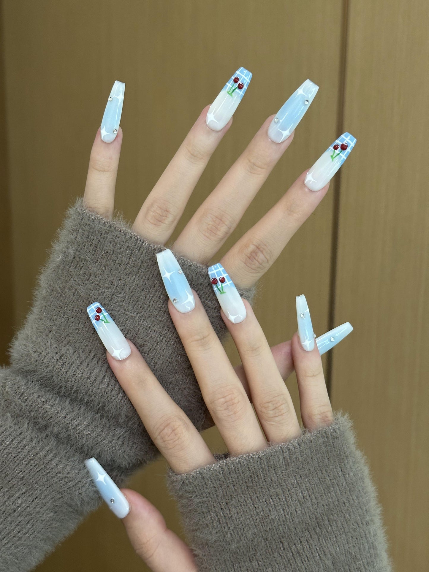 Coffin-Long Nail-Plant-Ombre (10pcs) OMGXX23001