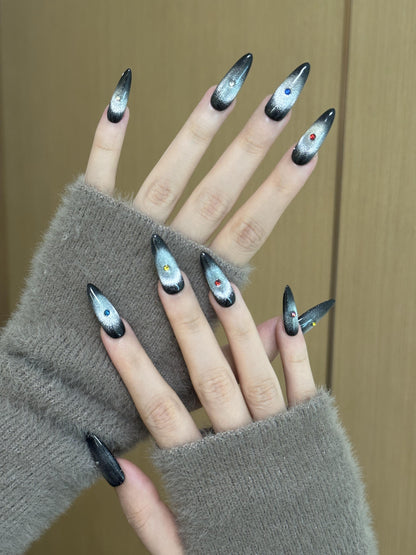 Oval-Long Nail-Ombre-Glisten (10pcs) OMZXX059