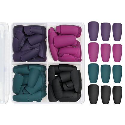 96pcs Short False Nails Tips 4 Color Medium Square Press On Nails