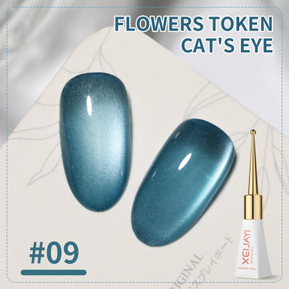 Cat's Eye Nail Gel Polish Flowers Token Series 9Colors Nude Pink Brown Purple Blue Green Coor UV Gel Polish Salon Gel Manicure Diy At Home Nail Art 10ml(0.3fl.oz)/pcs