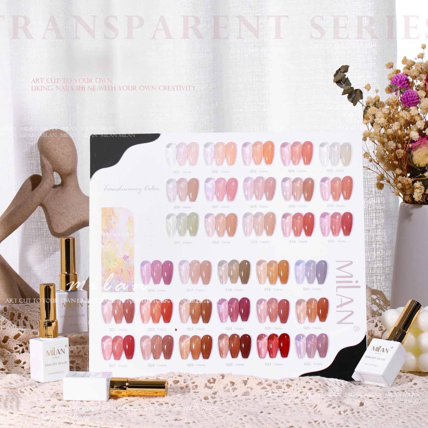 MILAN 32 Colors Gel Nail Polish Kit 15ml/pcs (with Display Board)