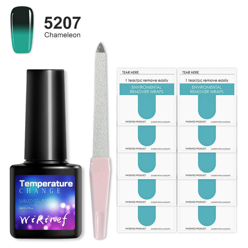 8ML Temperature Color Gel Nail Polish Nail File Buffing Stick Nail Polish Remover Combo kit