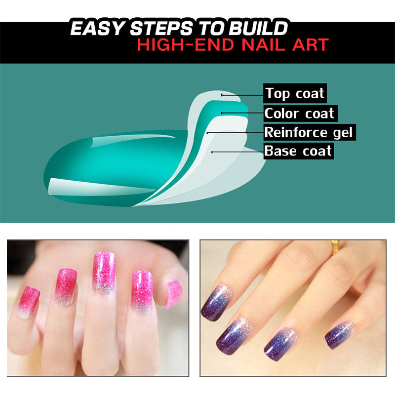 8ML Temperature Color Gel Nail Polish Nail File Buffing Stick Nail Polish Remover Combo kit