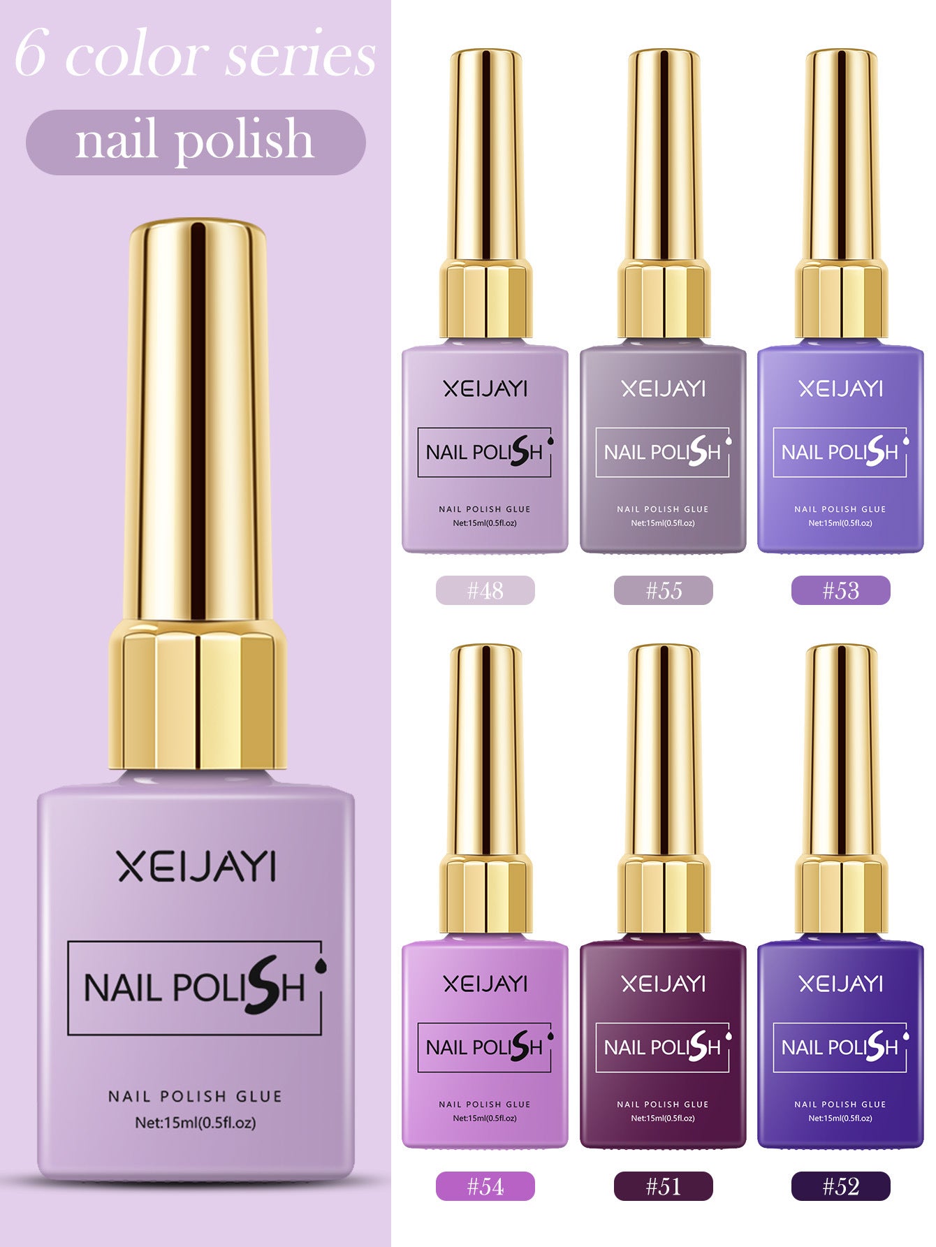 6 Colors Purple Series Gel Nail Polish