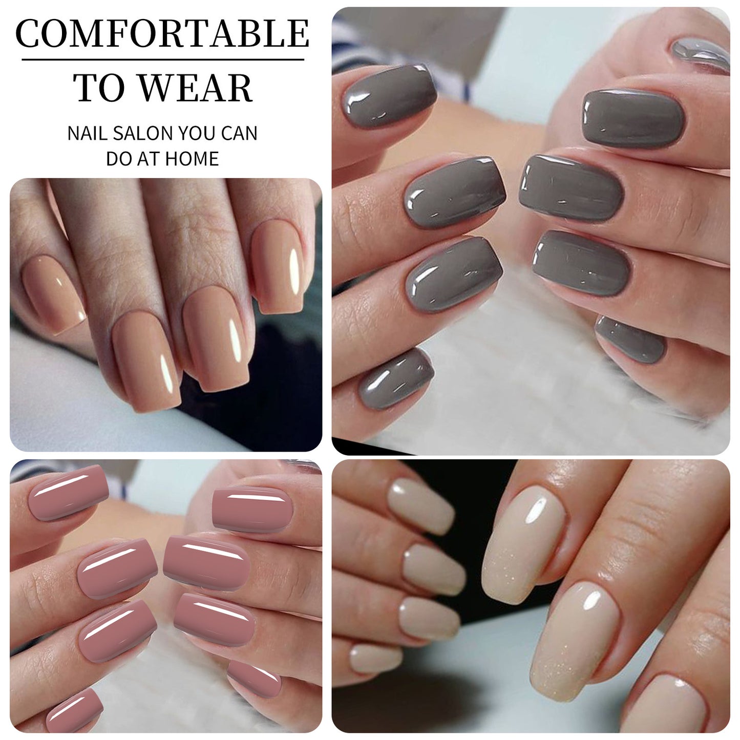 96pcs Short False Nails Tips 4 Color Medium Square Press On Nails