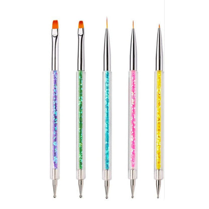 5Pcs/Set 2 in 1 Double Head Nail Art Dotting Pen Liner Brushes