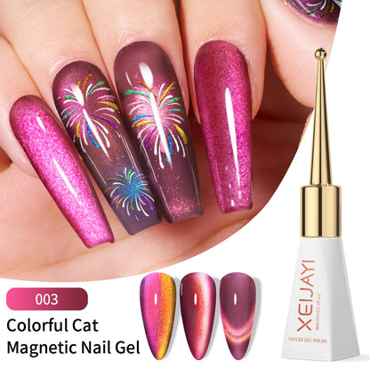 Double Light Cat's Eye  Nail Polish Purple Red Green Blue Brown Pink Autumn and Winter Colors Salon Gel Manicure Diy At Home Nail Art Gift For Women Girl(10ml/0.3fl.oz)