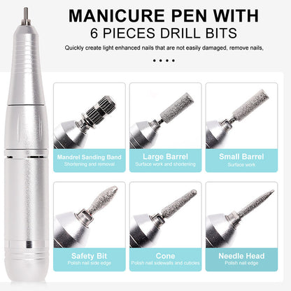 45000 RPM Portable Electric Nail Polisher with Bits LED Display