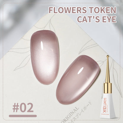 Cat's Eye Nail Gel Polish Flowers Token Series 9Colors Nude Pink Brown Purple Blue Green Coor UV Gel Polish Salon Gel Manicure Diy At Home Nail Art 10ml(0.3fl.oz)/pcs