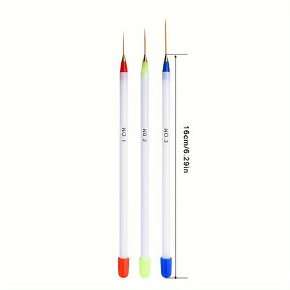 3pcs/set Professional Fine Drawing Striping Liner Gel UV Manicure Tool