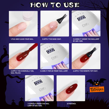 XEIJAYI Halloween UV Gel Polish Set Of 6 Colors Pumpkin Brown Red Pink Orange Black Silver Gola Glitter Nail Polish Salon Gel Manicure Diy At Home Nail Art  Gift For Women And Girl 15ml/pcs*6colors