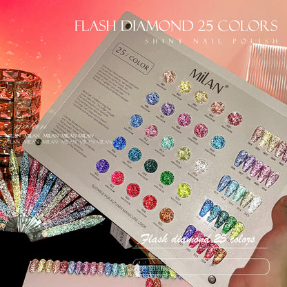 MILAN 25 Colors Candy Diamond Gel Nail Polish Kit 15ml/pcs