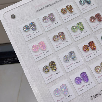 Miss Gooey 16 Colors Glitter Gel Nail Polish Kit 8ml/pcs (with White Display Board)