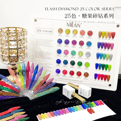 MILAN 25 Colors Candy Diamond Gel Nail Polish Kit 15ml/pcs