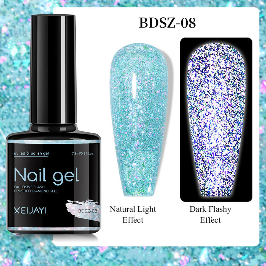 XEIJAYI Giltter Diamond Nail Gel Polish Of 9 Colors Set Soak Off UV Gel Polish 7.3ml/pcs